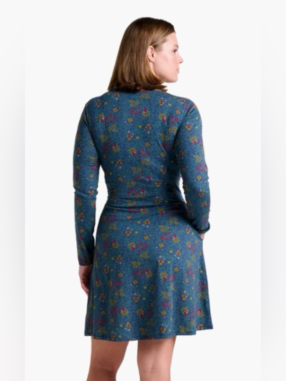 NWT [Toad&Co] Cue Wrap V-Neck Long-Sleeve Stretch Tie Dress w/ Pockets Women’s M - Picture 3 of 16